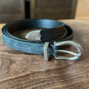 AllSaints Luna Black Leather Belt Size S